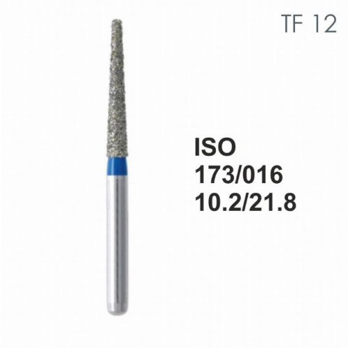 Бор алмазный MANI TF-12 по ISO 173, конус ,016 х 10.2 х 21.8 мм, зернистость S, 5 штук от Атридент