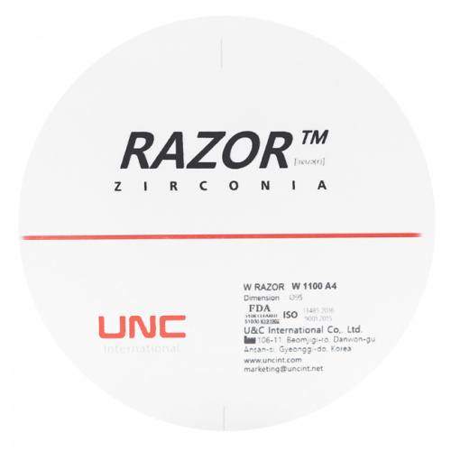 Диск циркониевый Razor 1100, размер 95х12мм, оттенок A4, однослойный от Атридент