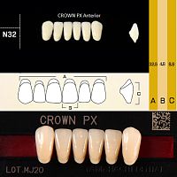 Зубы CROWN PX Anterior, цвет A3 фасон N32 композитные трёхслойные, 6шт.