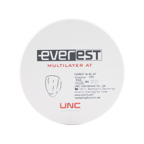Диск циркониевый Everest Multilayer AT, многослойный, размер 98х25мм, оттенок C3, UNC Inc (Корея) от Атридент
