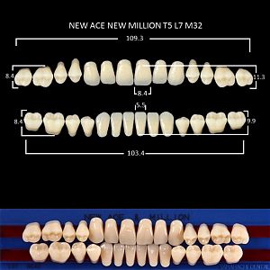 Зубы NEW ACE/NEW MILLION, цвет W05, фасон T5/L7/M32, полный гарнитур, 28шт.