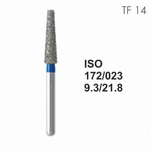 Бор алмазный MANI TF-14 по ISO 172, конус ,023 х 9.3 х 21.8 мм, зернистость S, 5 штук от Атридент
