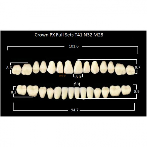 Зубы PX CROWN / EFUCERA, цвет D3, фасон T41/N32/28, полный гарнитур, 28шт. фото 2