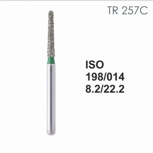 Бор алмазный MANI TR-257C по ISO 198, конус ,014 х 8.2 х 22.2 мм, зернистость C, 5 штук от Атридент