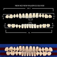 Зубы NEW ACE/NEW MILLION, цвет A3.5, фасон S2/S3L/M30, полный гарнитур, 28шт. от Атридент