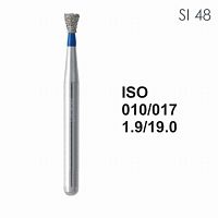 Бор алмазный MANI SI-48 по ISO 010, об.конус ,017 х 1.6 х 19.0 мм, зернистость S, 5 штук от Атридент