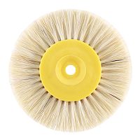 Щетка для шлифмотора пятислойная (щетина, фетр, нетканка, фетр, щетина), диаметр 80мм, желтый пластик, 1шт.
