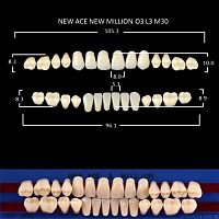 Зубы NEW ACE/NEW MILLION, цвет A3, фасон O3/L3/M30, полный гарнитур, 28шт. от Атридент