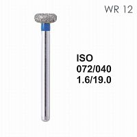 Бор алмазный MANI WR-12 по ISO 072, колесо ,040 х 1.6 х 19.0 мм, зернистость S, 5 штук