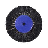 Щётка для шлифмотора натуральная, чёрная средняя, 3-х рядная с бязевыми прослойками, диаметр 85мм, синий пластик, 1шт.