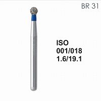 Бор алмазный MANI BR-31 по ISO 001, шар, 018 х 1.6 х 19.1 мм, зернистость S, 5 штук от Атридент