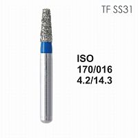 Бор алмазный MANI TF-SS31 по ISO 170, конус ,016 х 4.2 х 14.3 мм, зернистость S, 5 штук