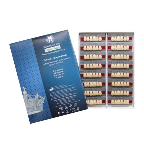 Зубы NEW ACE Anterior, цвет C2, фасон S3 акриловые двухслойные, 6 шт. от Атридент фото 4