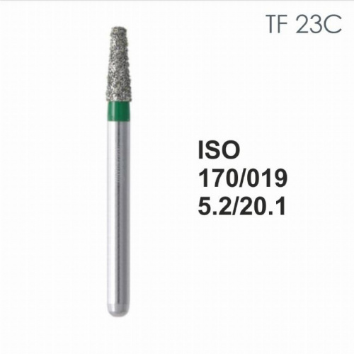 Бор алмазный MANI TF-23C по ISO 170, конус ,019 х 5.2 х 20.1 мм, зернистость C, 5 штук от Атридент