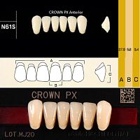 Зубы CROWN PX Anterior, цвет B2 фасон N61S композитные трёхслойные, 6шт.