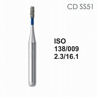 Бор алмазный MANI CD-SS51 по ISO 138, цилиндр ,009 х 2.3 х 16.1 мм, зернистость S, 5 штук