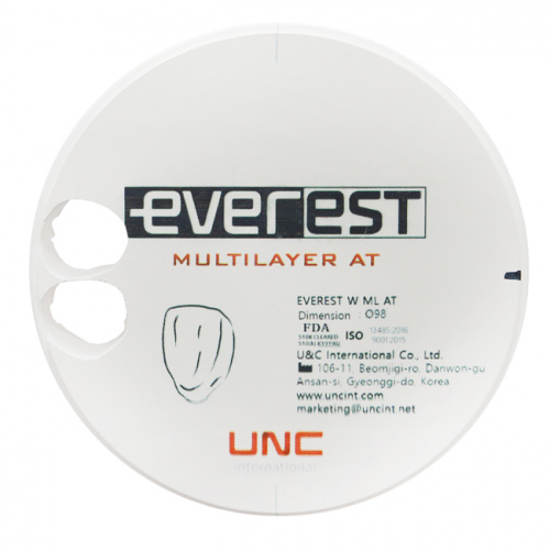 Диск циркониевый Everest Multilayer AT, многослойный, размер 98х25мм, оттенок C3, UNC Inc (Корея) от Атридент фото 2