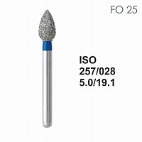 Бор алмазный MANI FO-25 по ISO 257, почка ,028 х 5.0 х 19.1 мм, зернистость S, 5 штук