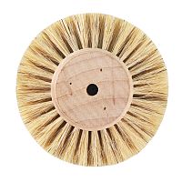Щётка для шлифмотора натуральная белая жёсткая, 4-х рядная, диаметр 80мм (дерево), 1шт.