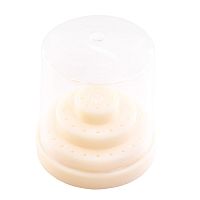 Подставка пластиковая Wuhan для боров, круглая,с прозрачной крышкой, 48 отверстий, белая.