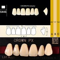 Зубы CROWN PX Anterior, цвет W05, фасон S44S композитные трехслойные, 6 шт.