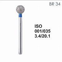 Бор алмазный MANI BR-34 по ISO 001, шар, 035 х 3.4 х 20.1 мм, зернистость S, 5 штук от Атридент