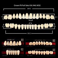 Зубы PX CROWN / EFUCERA, цвет D@, фасон C41/N41/32, полный гарнитур, 28шт.