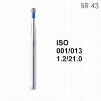 Бор алмазный MANI BR-43 по ISO 001, шар, 013 х 1.2 х 21.0 мм, зернистость S, 5 штук