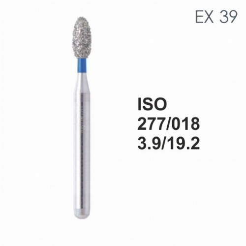 Бор алмазный MANI EX-39 по ISO 277, яйцо ,018 х 3.9 х 19.2 мм, зернистость S, 5 штук от Атридент