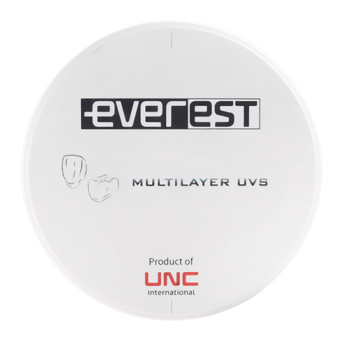 Диск циркониевый Everest Multilayer UVS, размер 98х14 мм, цвет BL3, многослойный, для ускоренной синтеризации за 40 минут