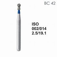 Бор алмазный MANI BC-42 по ISO 002, шар с воротником, 014 х 2,5 х 19,1 мм, зернистость S, 5 штук от Атридент