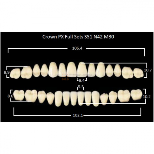Зубы PX CROWN / EFUCERA, цвет A3,5, фасон S51/N42/30, полный гарнитур, 28шт. фото 2