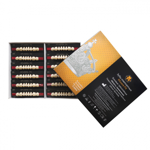 Зубы EFUCERA PX Posteriors, цвет A2, фасон 28, композитные трехслойные боковые верхние, 8 штук на планке. от Атридент фото 4