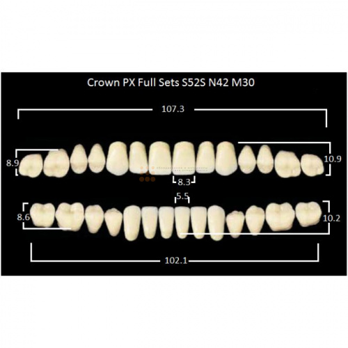 Зубы PX CROWN / EFUCERA, цвет A2, фасон S52S/N42/30, полный гарнитур, 28шт. фото 2