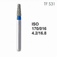 Бор алмазный MANI TF-S31 по ISO 170, конус ,016 х 4.2 х 16.8 мм, зернистость S, 5 штук от Атридент