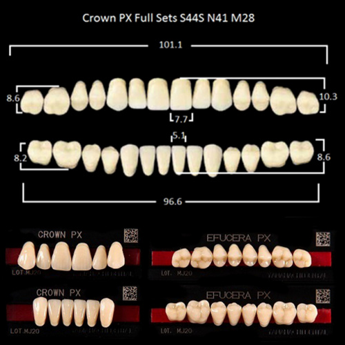 Crown PX полный гарнитур B2 (CROWN S44S/N41, EFUCERA 28) - зубы композитные трёхслойные, 28шт от Атридент