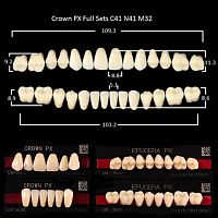 Зубы PX CROWN / EFUCERA, цвет B4, фасон C41/N41/32, полный гарнитур, 28шт. от Атридент